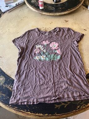 Floral Graphic Tee with Pink & Green Accents